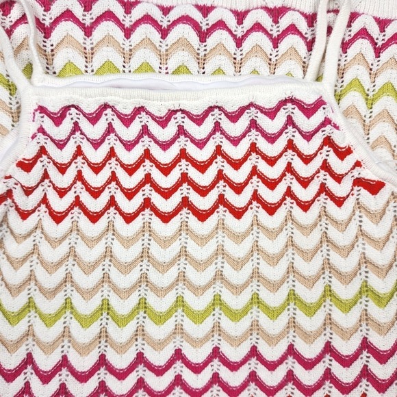 Rachel Zoe Knit Crochet Cotton Maxi Dress Sz L Chevron Boho Beach Festival - Picture 5 of 8